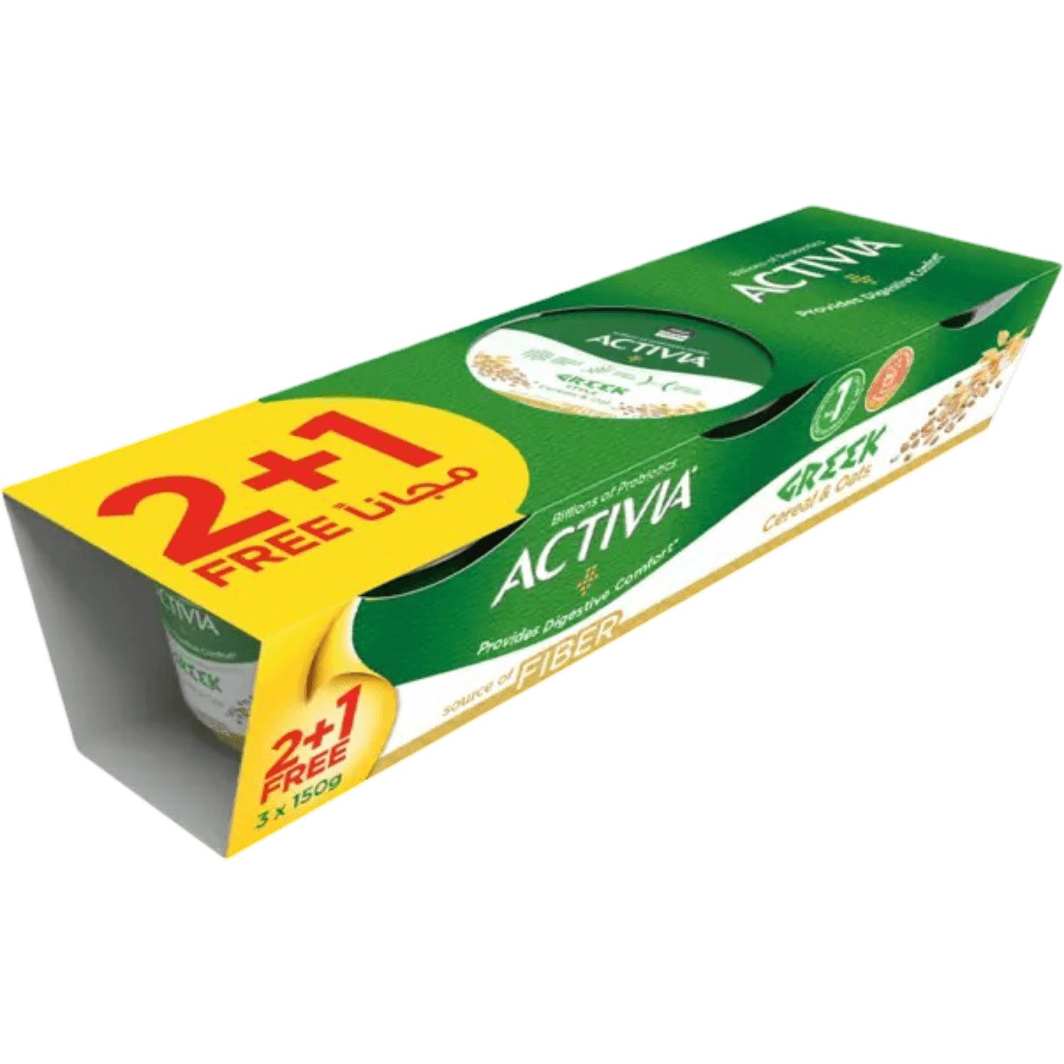 أكتيفيا - زبادي يوناني بالشوفان - 1+2 x 150 غرام - زبادي - ((2+1)*150G) - (PAK1)